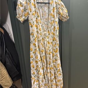 Floral White and Yellow Dress lemon
